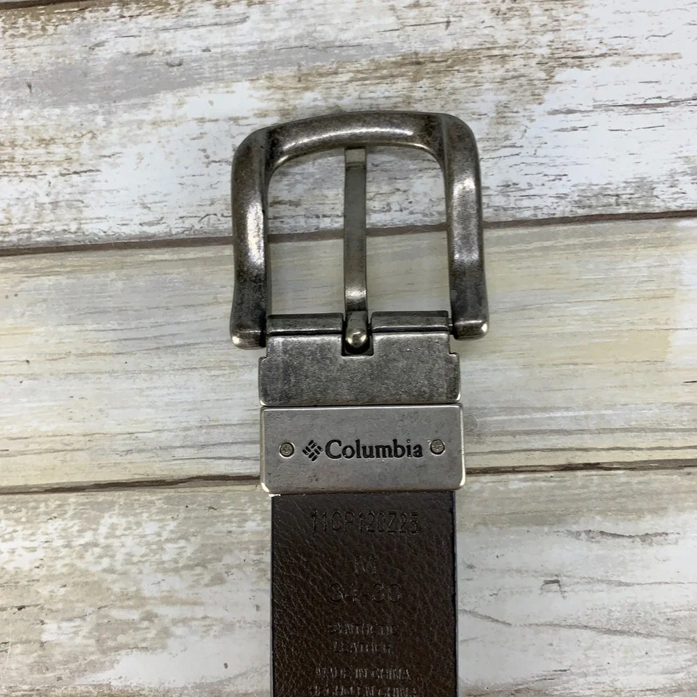 Columbia Belt Mens M 34-36 Black Brown Reversible Synthetic Leather 11CP120Z25